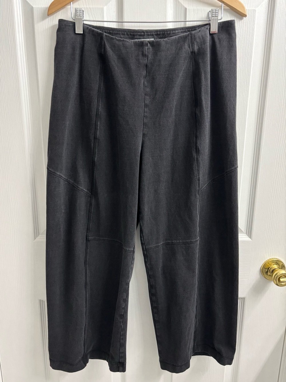 Habitat Pull On Wide Leg Pants Dark Grey Large Black Rayon Boho Lagenlook